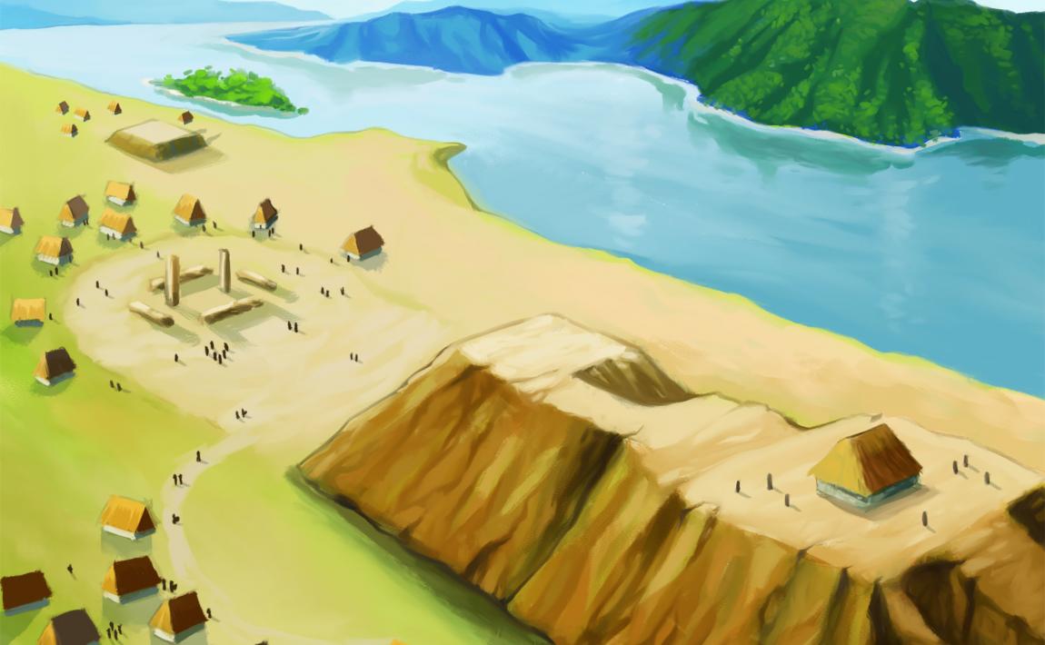 Artist's rendition of Little Bluff in 1050.