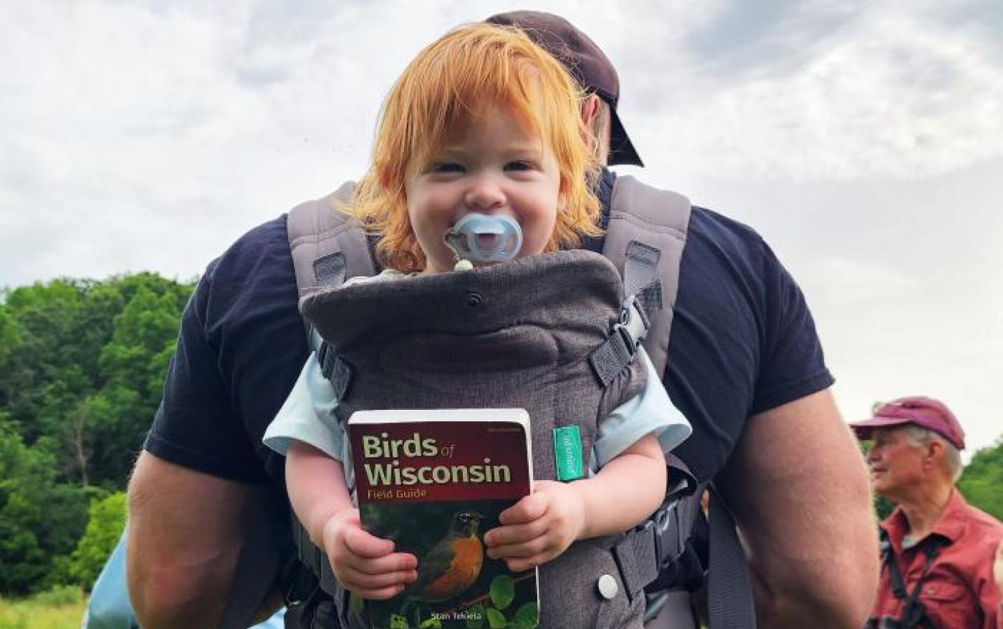 Young birdwatcher at June hike with Mississippi Valley Conservancy