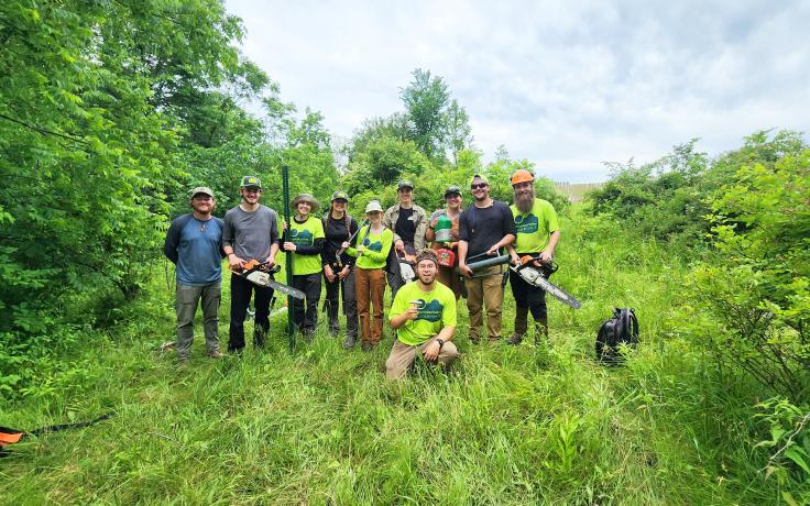 habitat restoration with Mississippi Valley Conservancy interns 2024